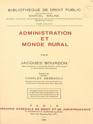 cover image of Administration et monde rural